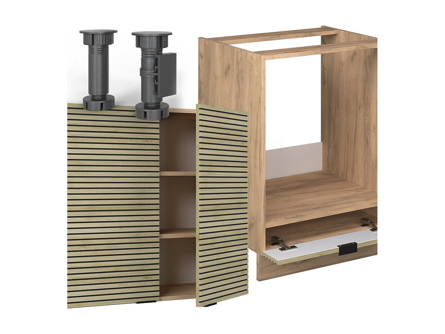 Eckküche eiche paneel/goldkraft eiche 190x46x81.6 fame-line