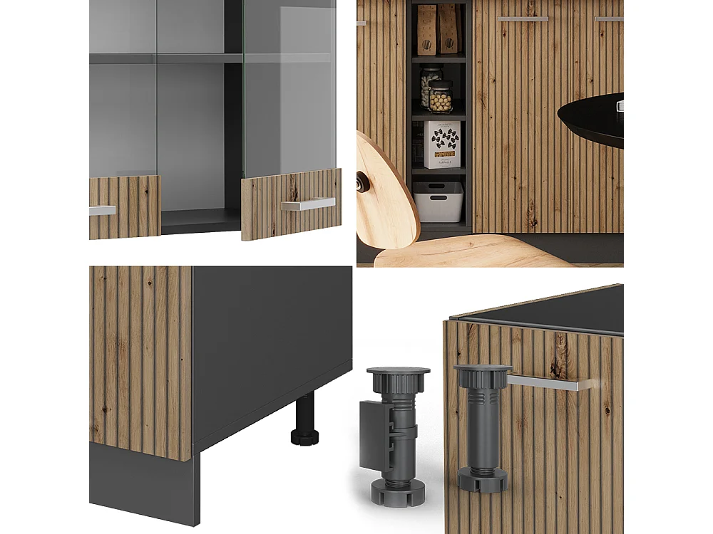 Cucina completa rovere artigianale/antracite 160x60x81.6 r-line