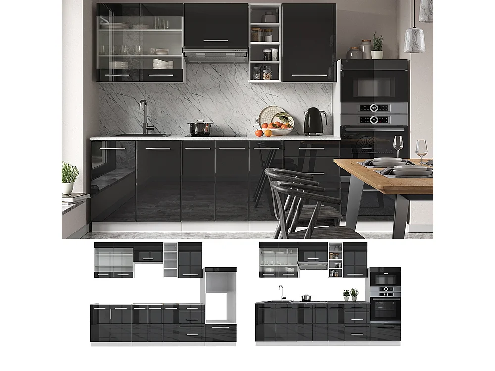 Cucina componibile antracite lucido/bianco 280x60x81.6 fame-line