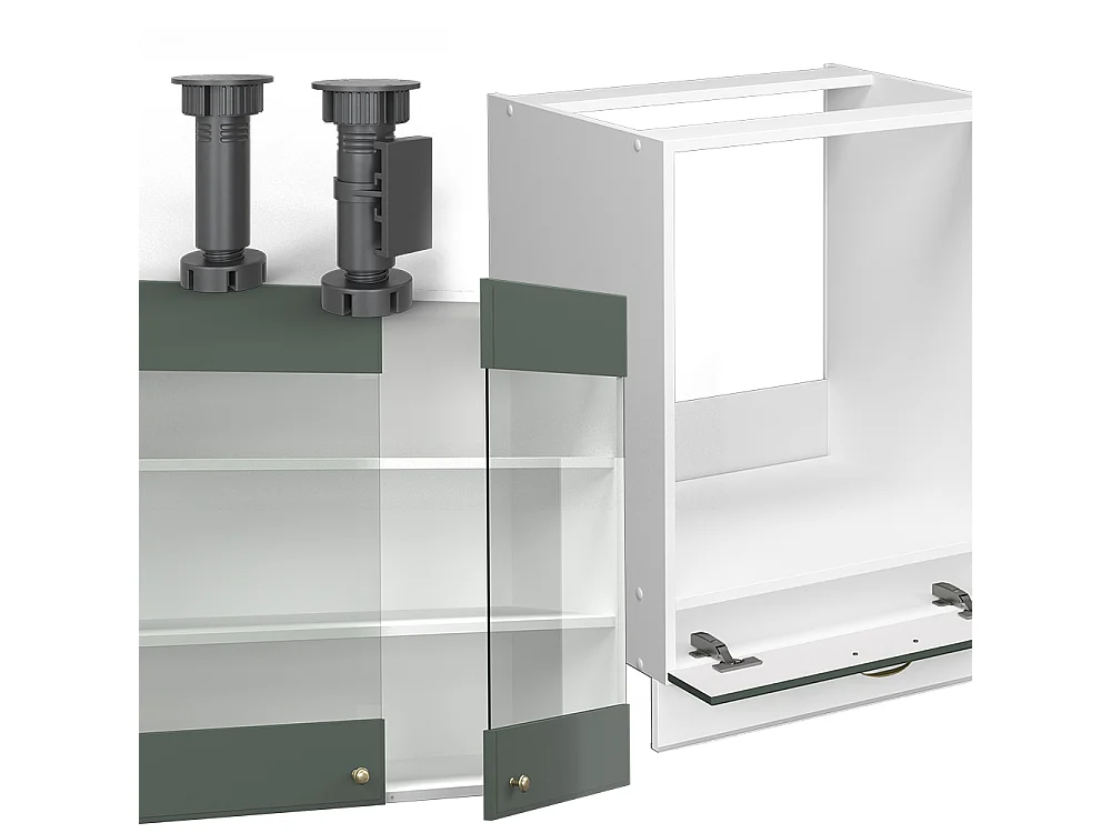 Cucina angolare completa Verde-oro rustico/bianco 190x60x81.6 fame-line