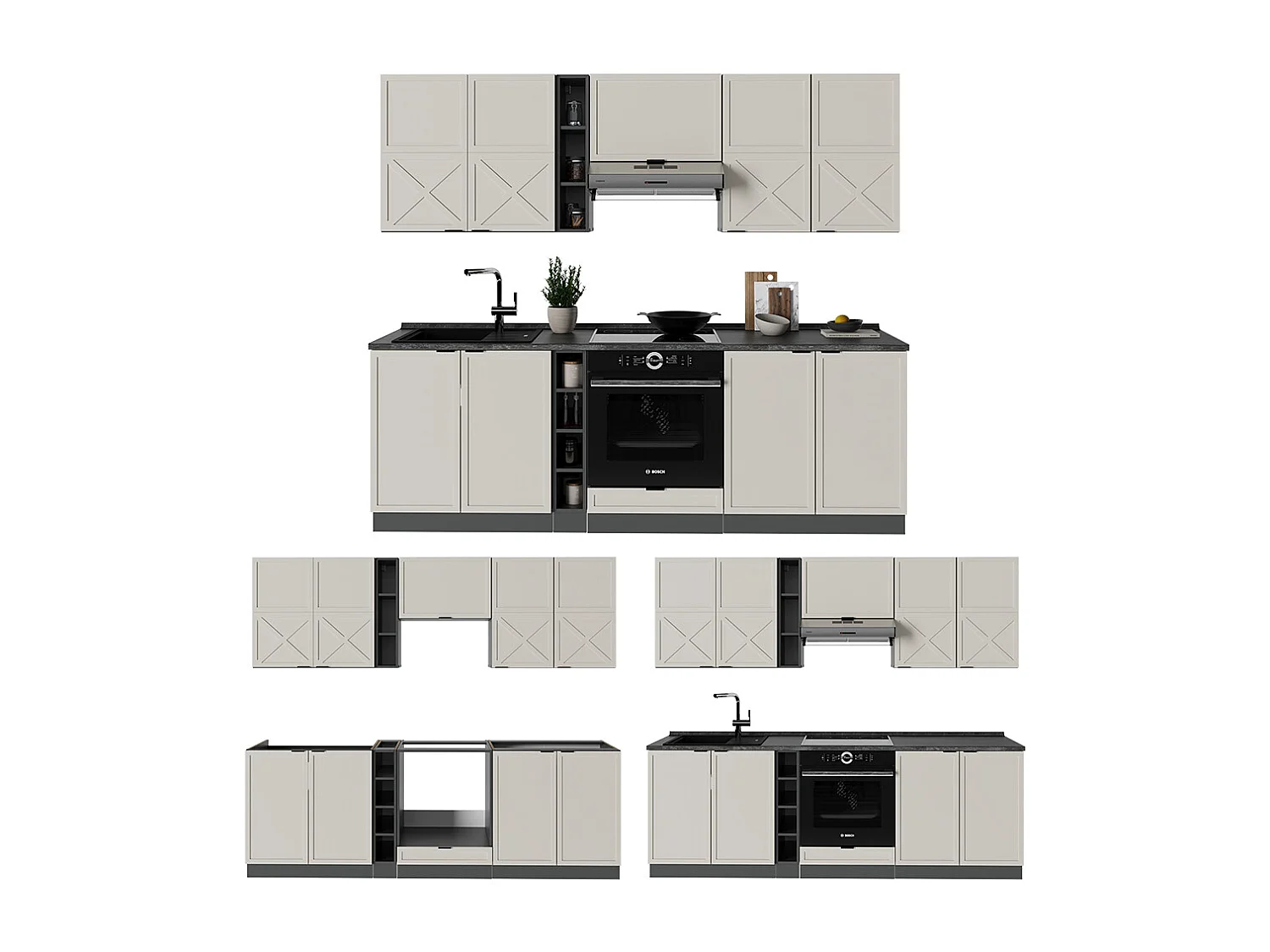 Cuisine grisbeige/anthracite 235x60x81.6 fame-line