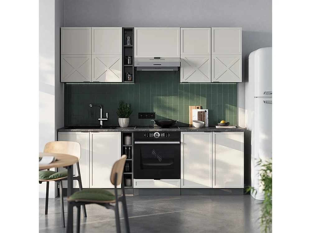 Mueble de cocina gris/beige/antracita 235x60x81.6 fame-line