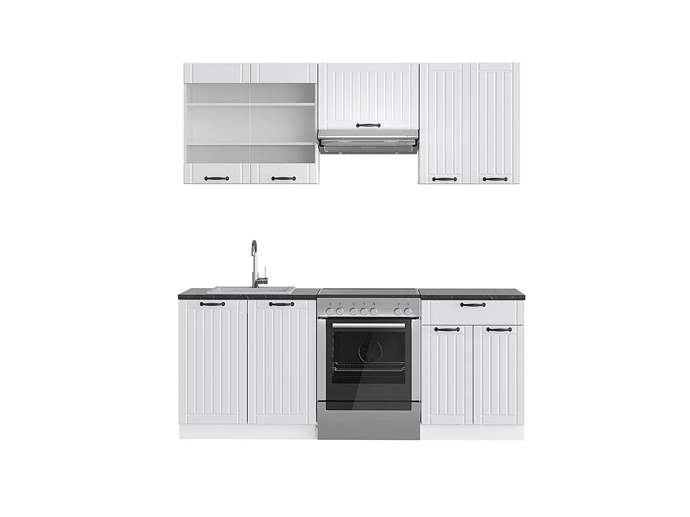 Køkkenrække hvidt landsted/hvid 200x60x81.6 fame-line