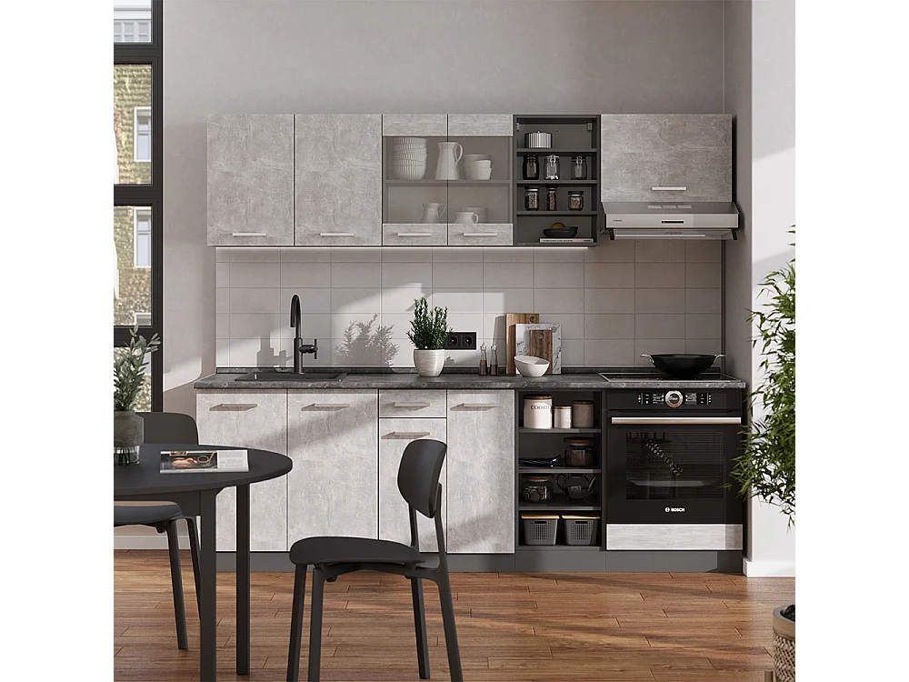 Mueble de cocina hormigón/antracita 240x60x81.6 r-line