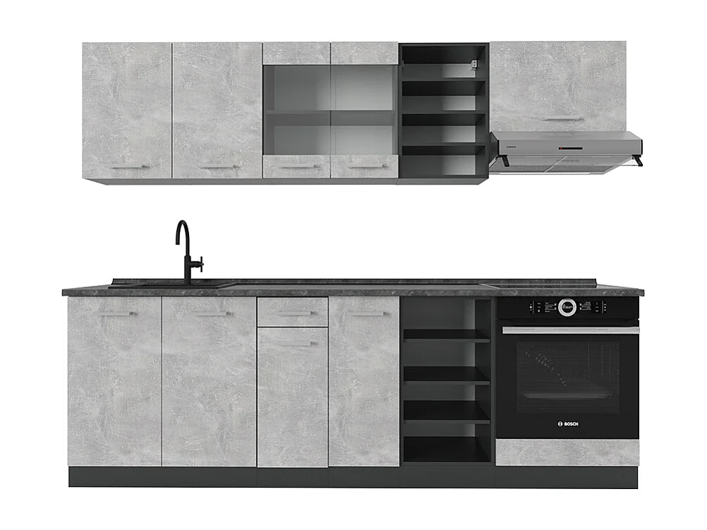 Küchenzeile beton/anthrazit 240x60x81.6 r-line