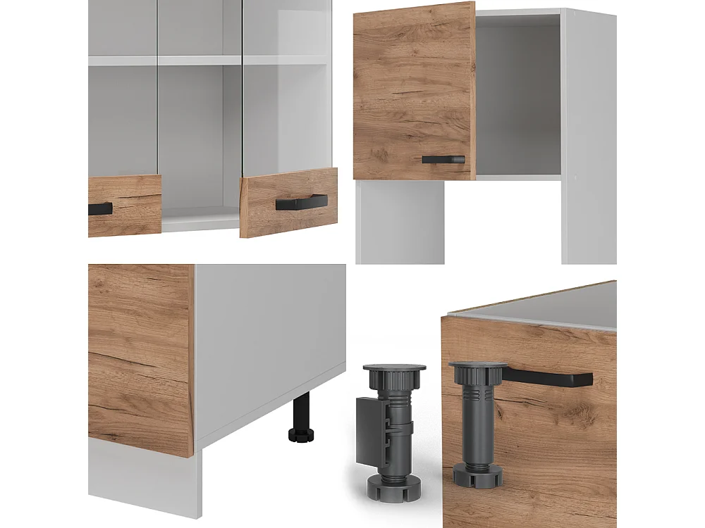 Cuisine en angle chêne doré/blanc 247x60x81.6 r-line