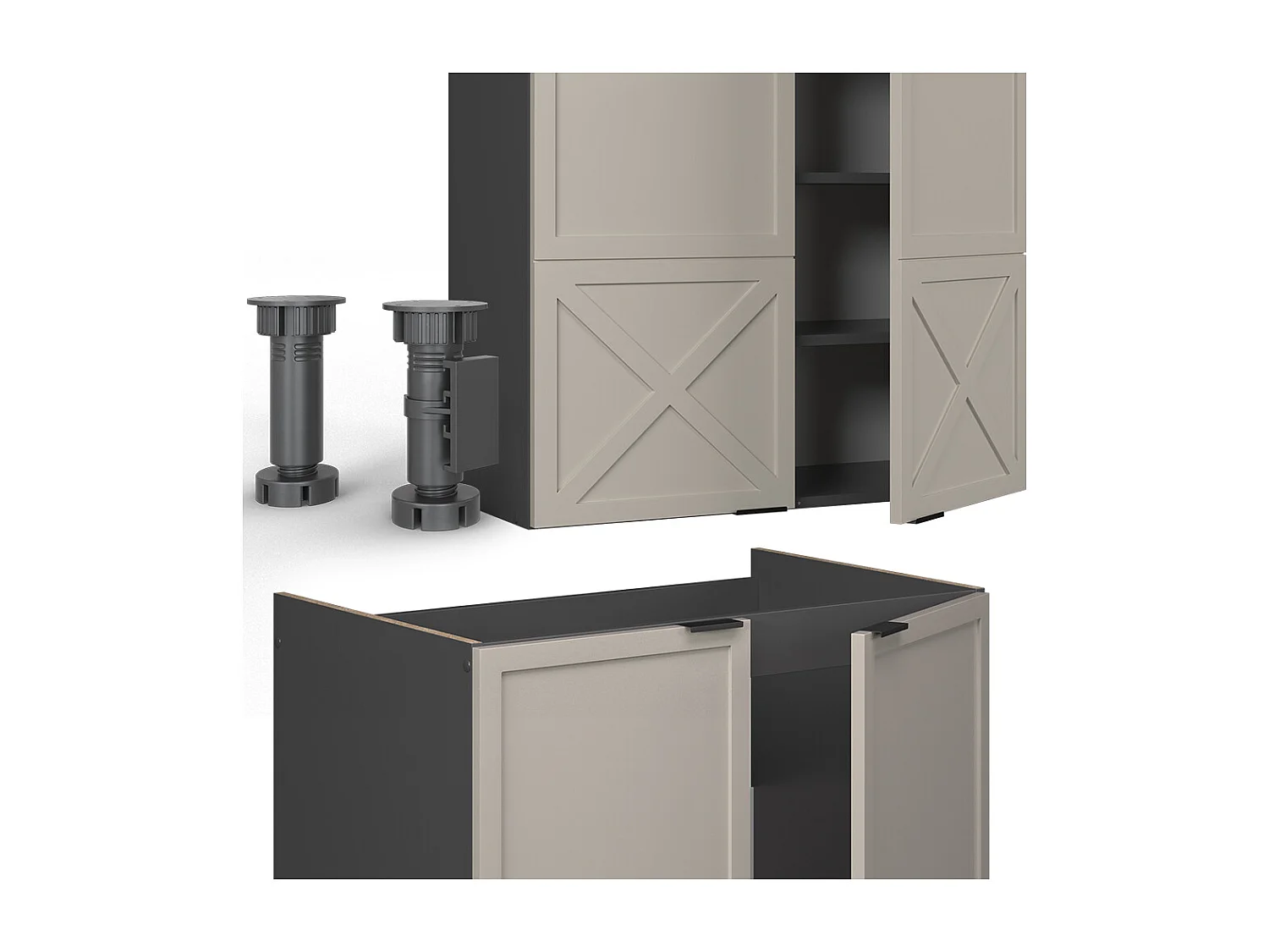 Mueble de cocina gris/beige/antracita 235x60x81.6 fame-line