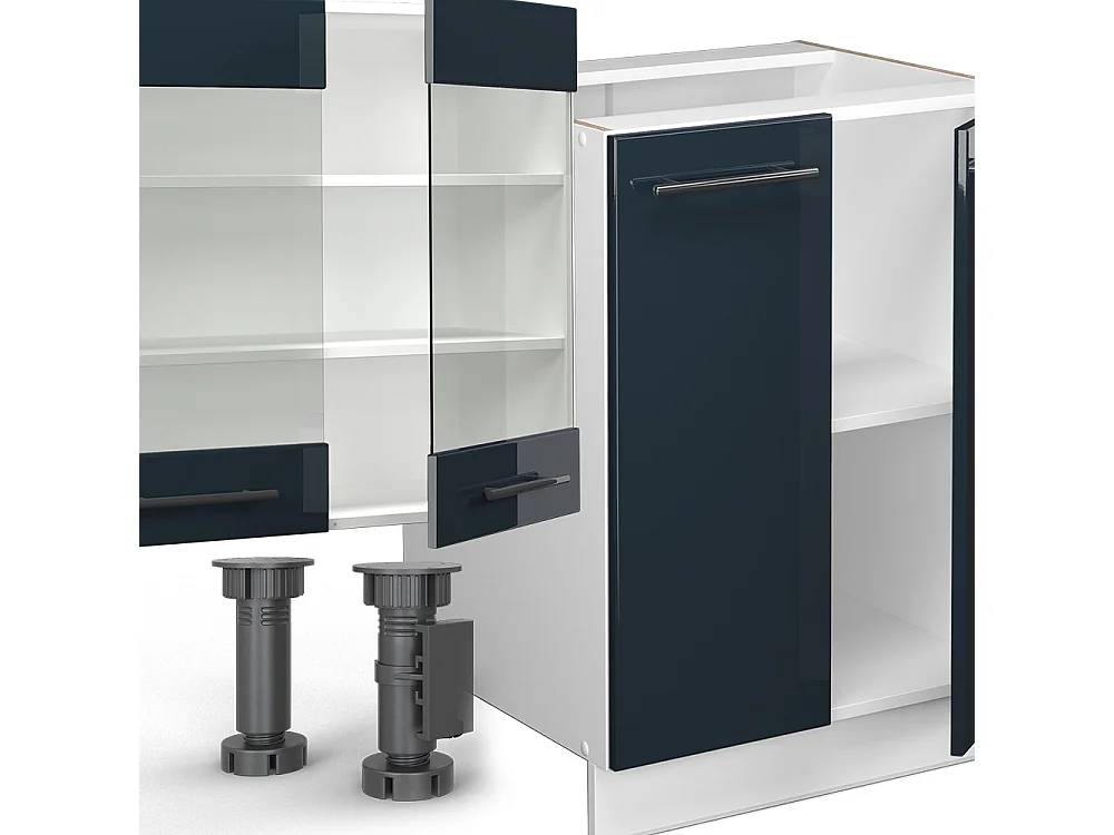 Mobile da cucina blu scuro lucido/bianco 300x46x81.6 fame-line