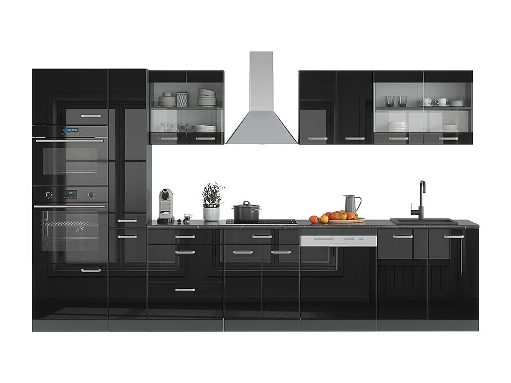 Mobile da cucina nero lucido/antracite 350x60x81.6 r-line