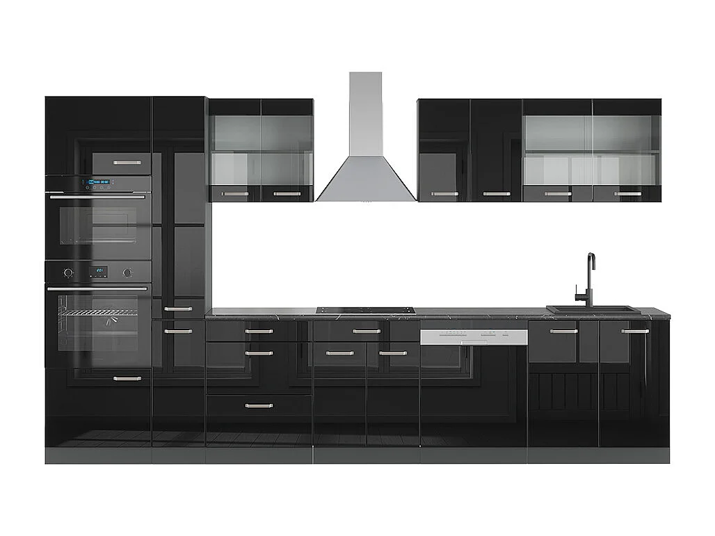 Ligne de cuisine noir brillant/anthracite 350x60x81.6 r-line