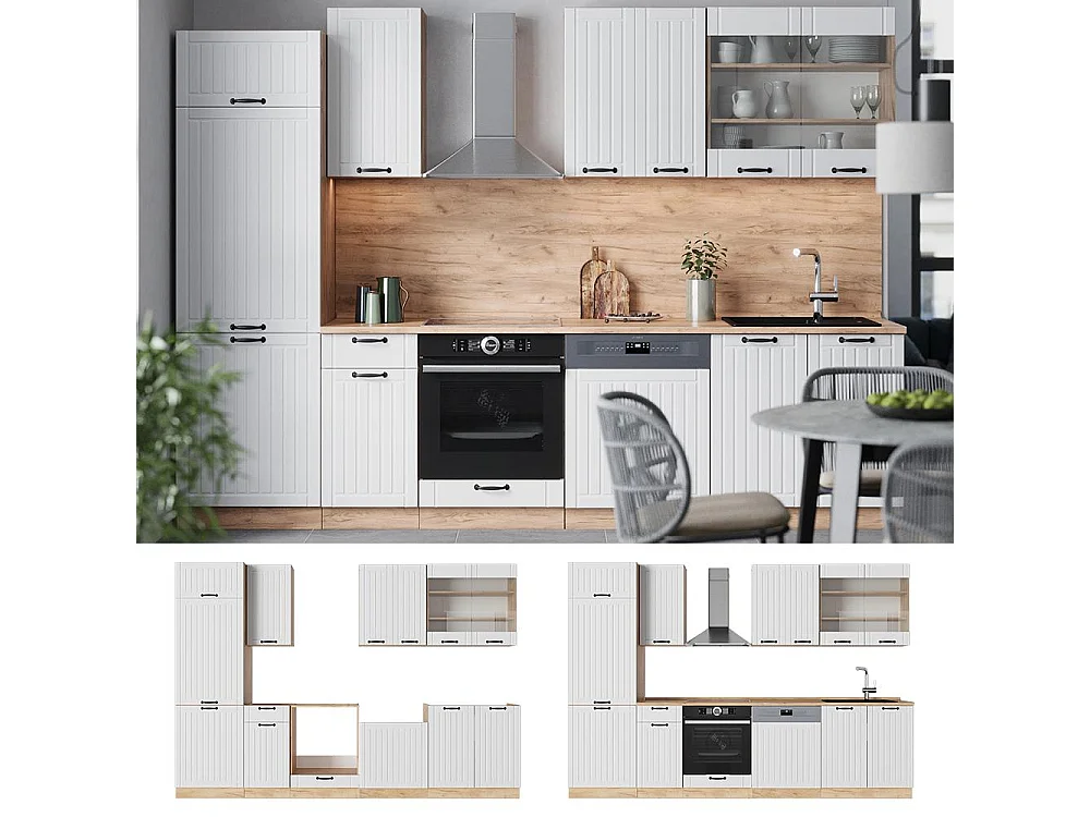 Complete keukeneenheid wit landhuis 300x60x81.6 fame-line