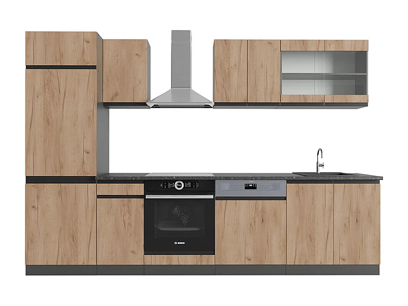 Cuisine chêne doré/anthracite 300x60x81.6 r-line
