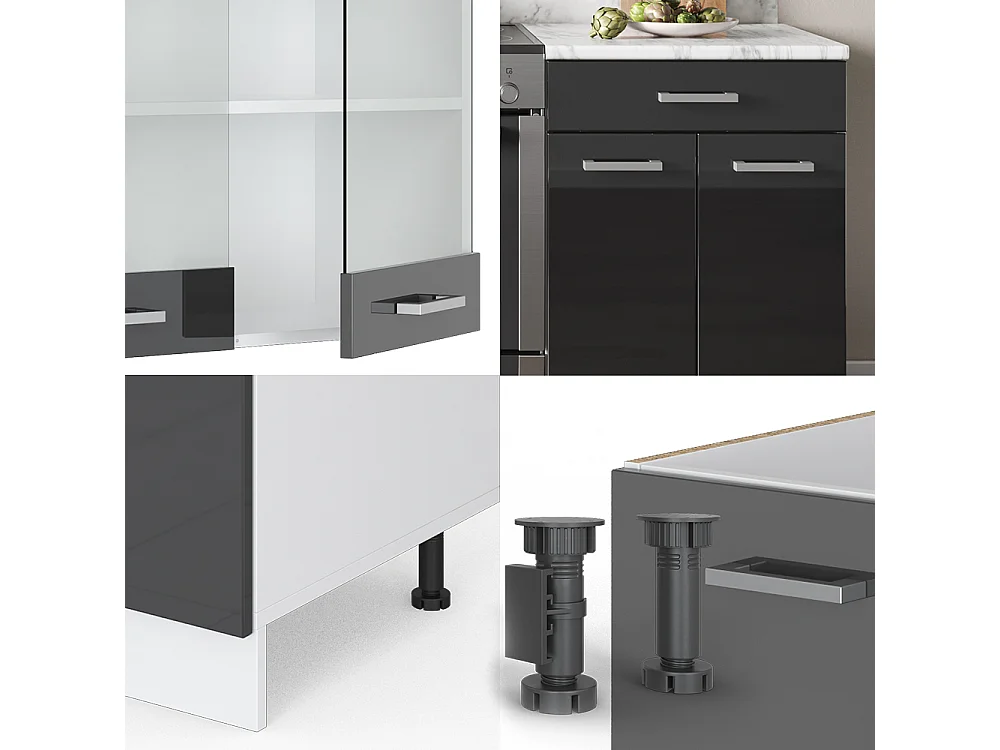 Küchenzeile anthrazit hochglanz/weiß 200x60x81.6 fame-line