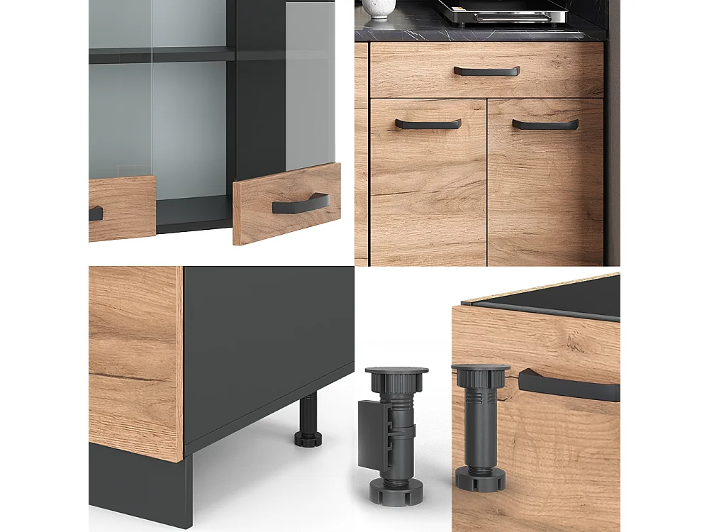 Cucina monoblocco quercia dorata/antracite 140x60x81.6 r-line