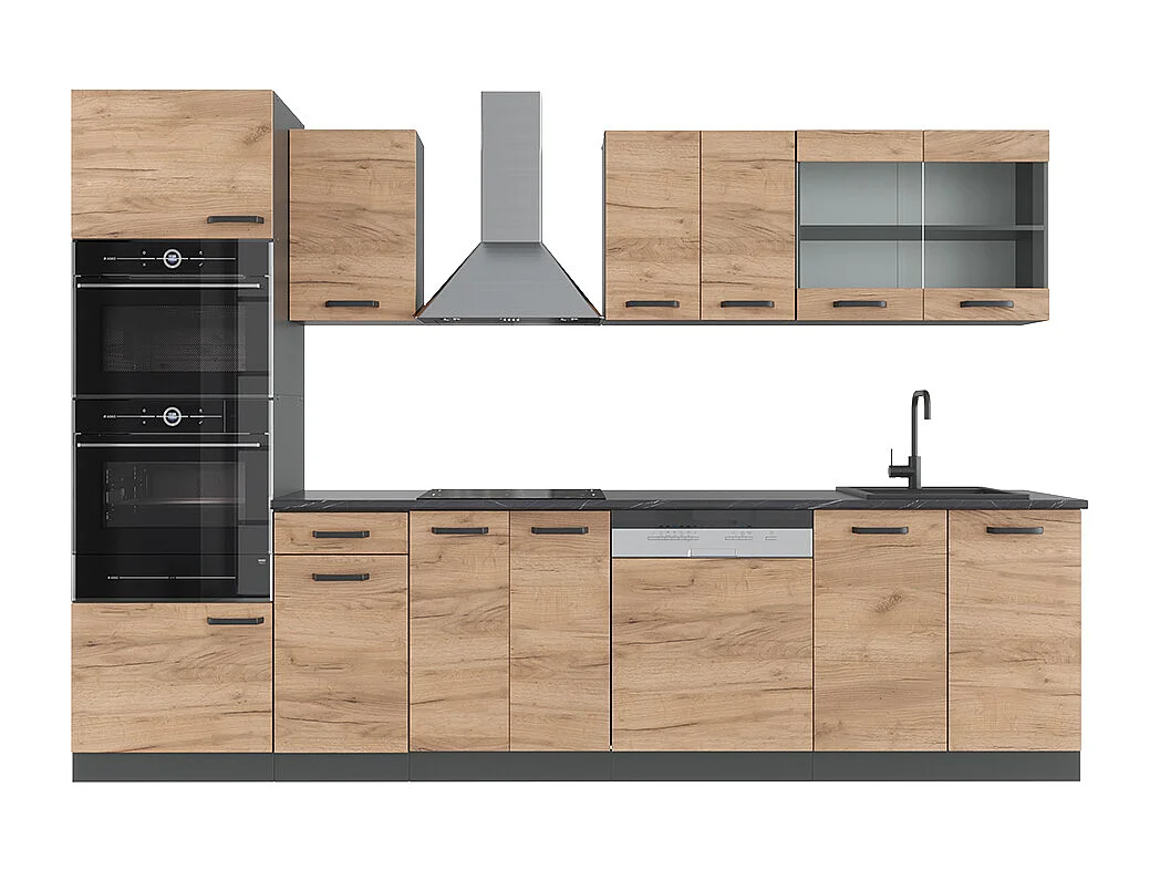 Cucina componibile quercia dorata/antracite 300x60x81.6 r-line