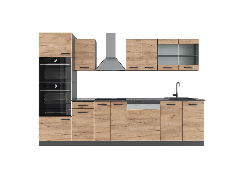 Cuisine chêne doré/anthracite 300x60x81.6 r-line