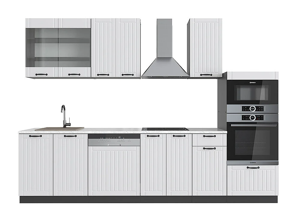 Mueble de cocina casa de campo blanca/antracita 300x46x81.6 fame-line