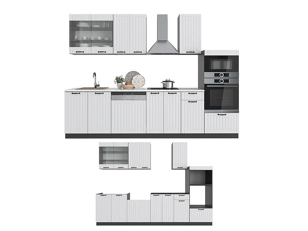 Pentry vitt hus på landet/antracit 300x46x81.6 fame-line