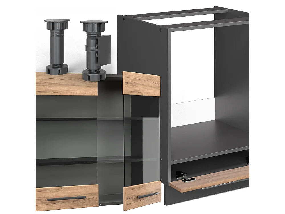 Cuisine en angle chêne doré/anthracite 287x46x81.6 fame-line