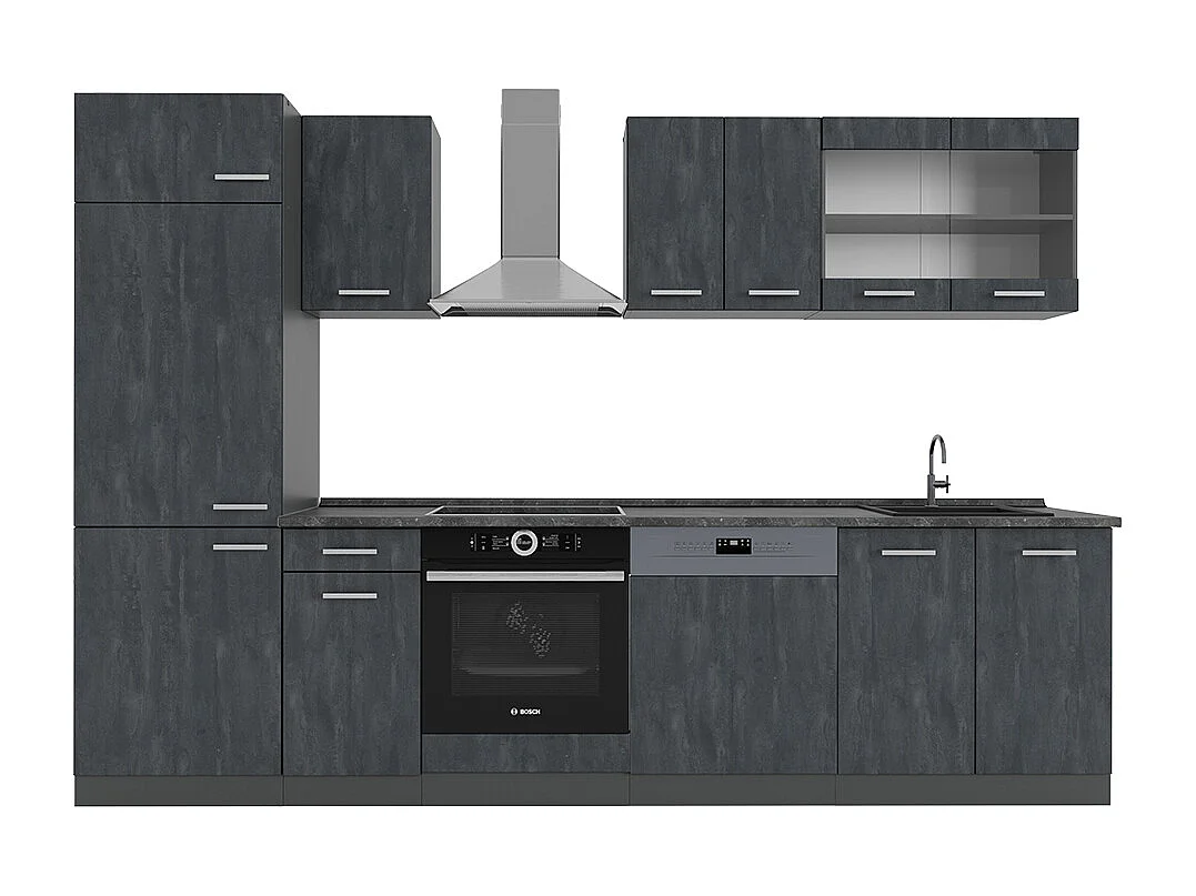 Cuisine noir béton/anthracite 300x60x81.6 r-line