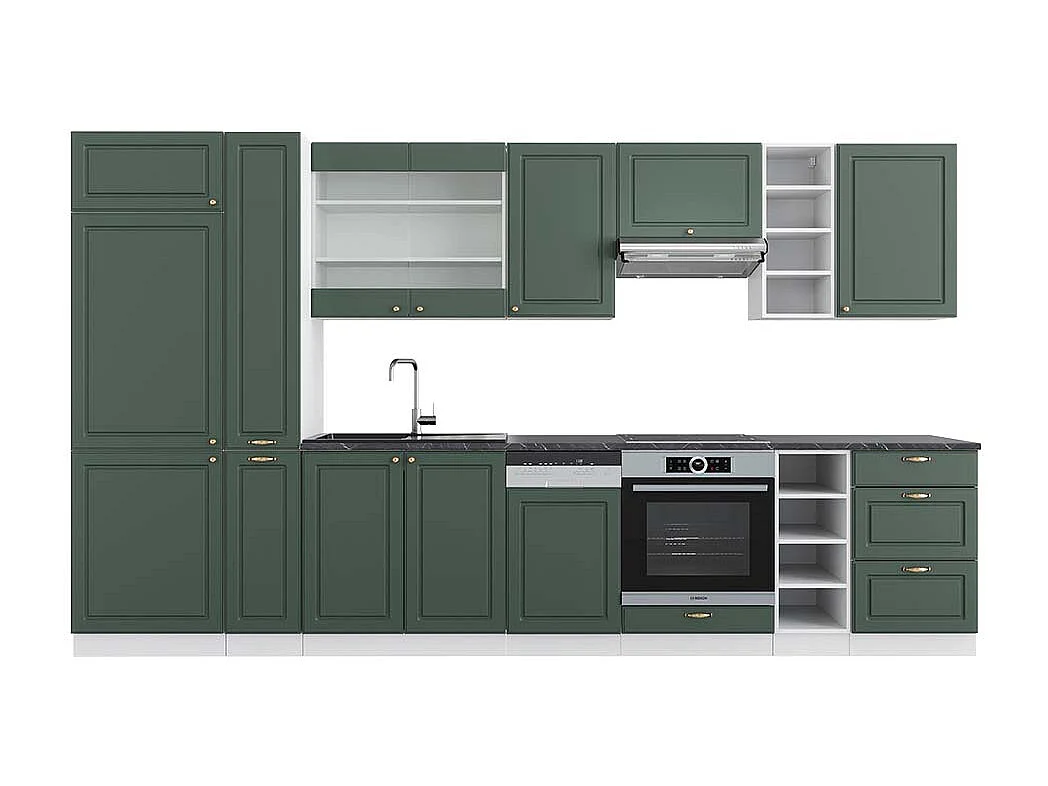 Cucina componibile verde-oro country house/bianco 355x60x81.6 fame-line