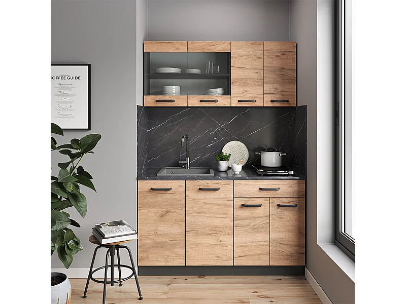 Cuisine chêne doré/anthracite 140x46x81.6 r-line