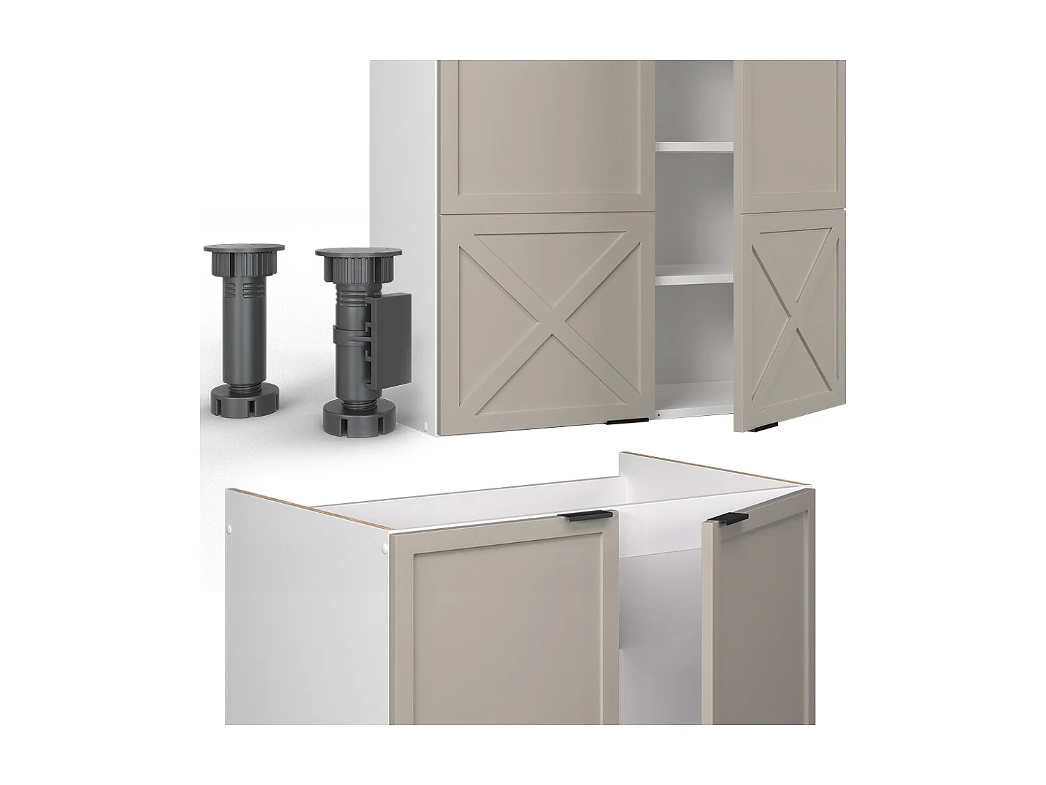 Pentry gråbeige/vit 235x46x81.6 fame-line
