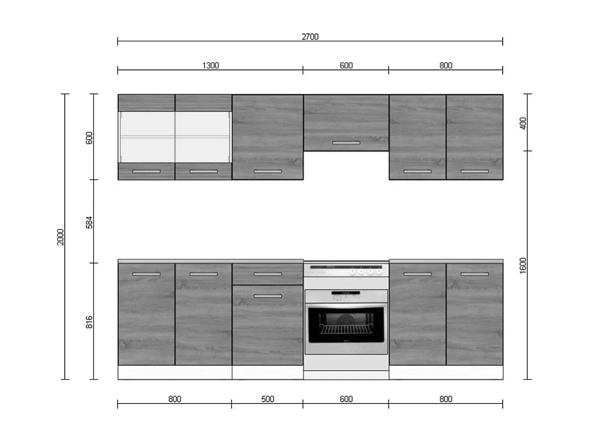 Keukenblok sonoma 270x60x81.6 raul