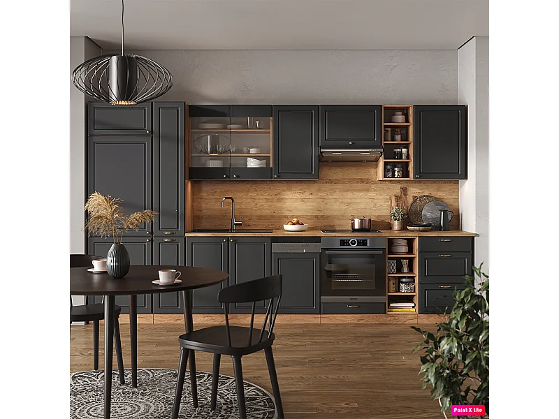 Cuisine anthracite campagne/chêne doré 355x60x81.6 fame-line