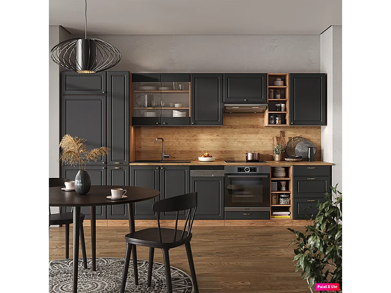 Cuisine anthracite campagne/chêne doré 355x60x81.6 fame-line