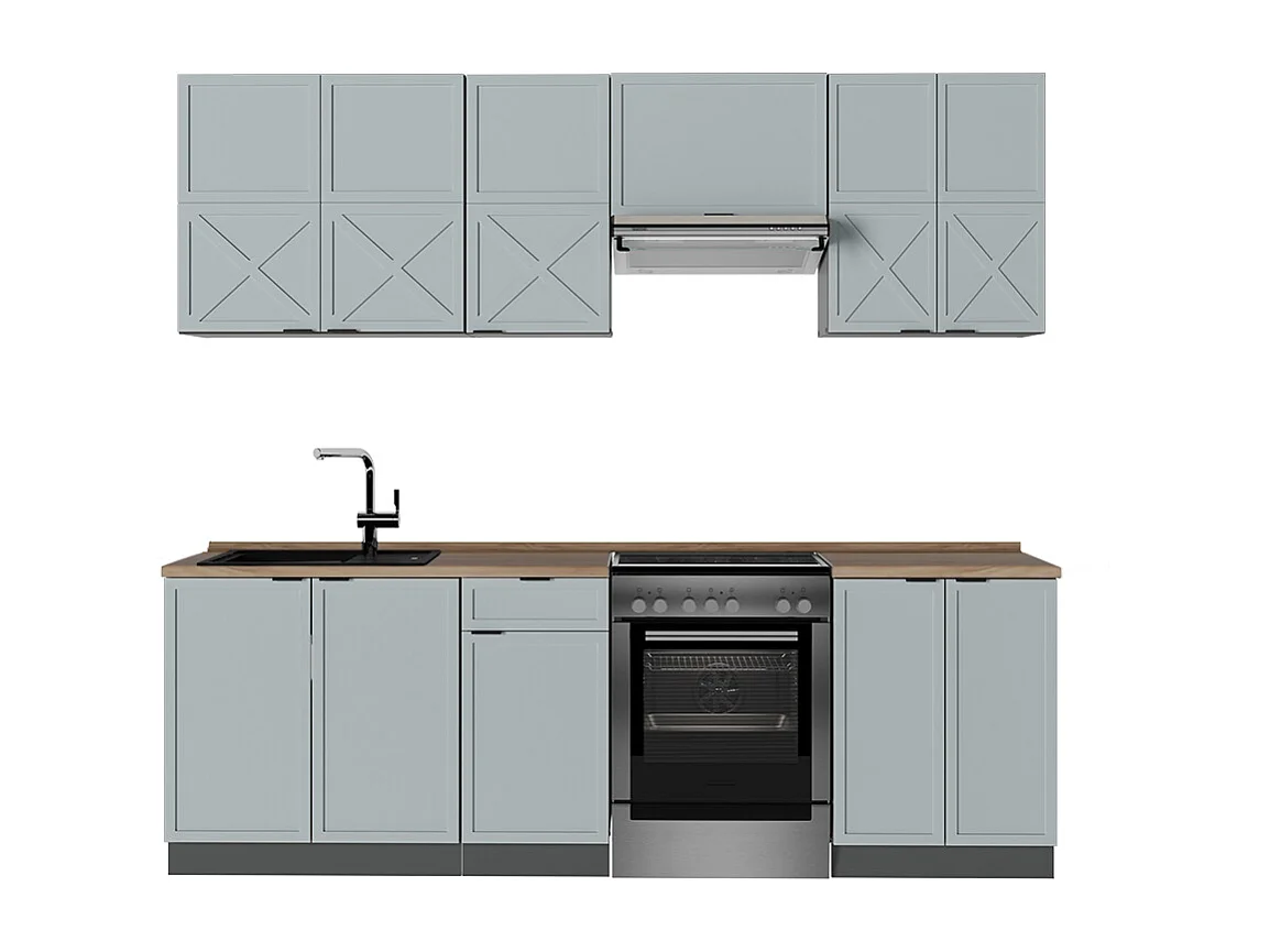 Cuisine bleu clair-gris/anthracite 240x60x81.6 fame-line