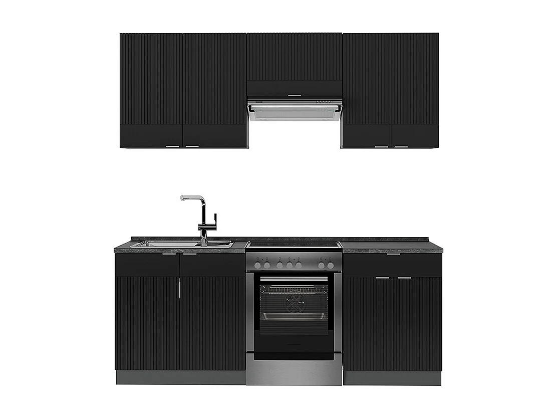 Cuisine noir rayé/anthracite 200x60x81.6 fame-line