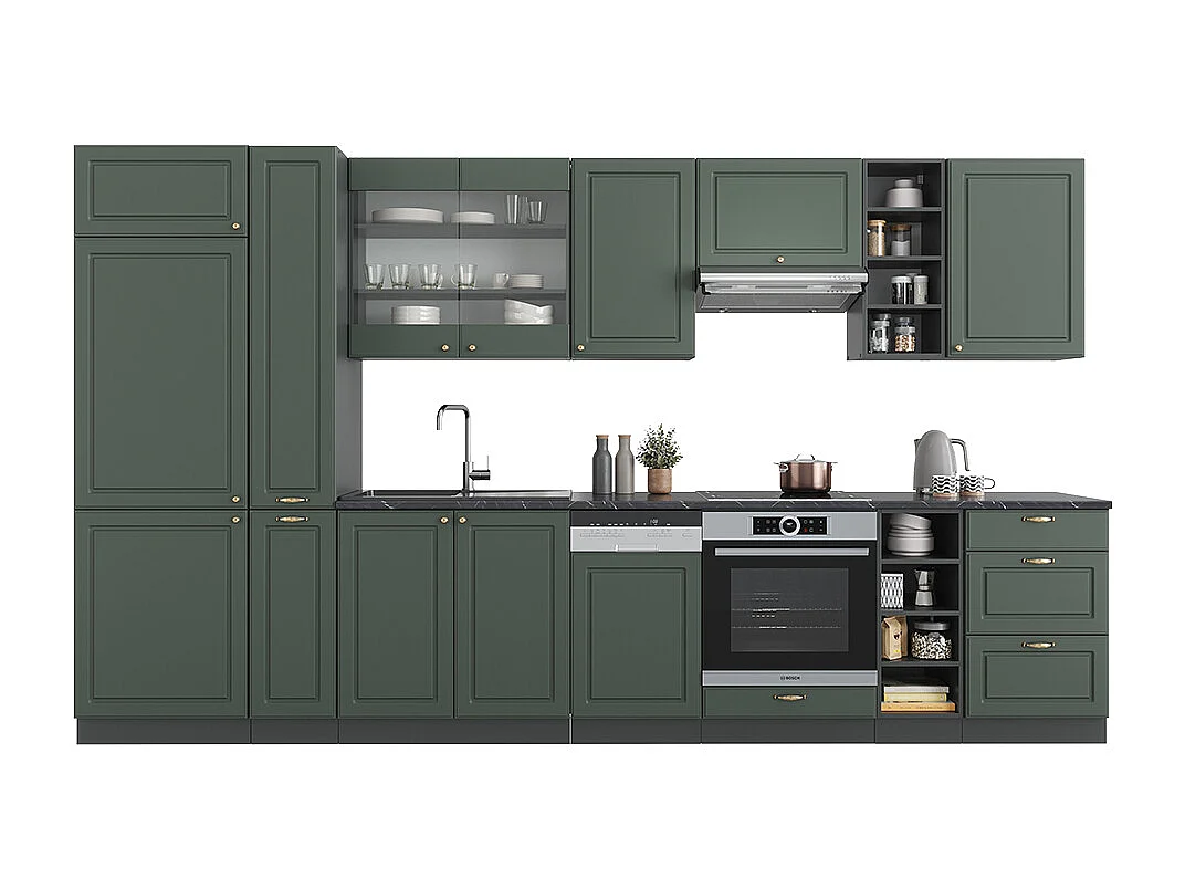 Cuisine vert et or campagne/anthracite 355x60x81.6 fame-line