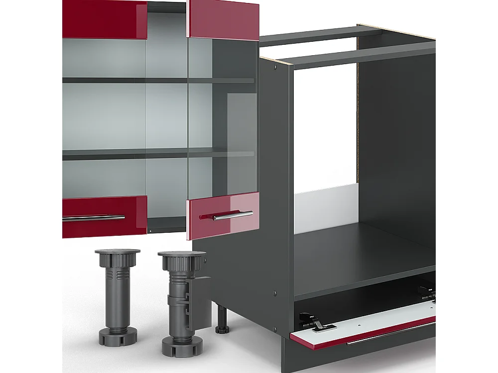 Cuisine bordeaux haute brillance/anthracite 300x60x81.6 fame-line