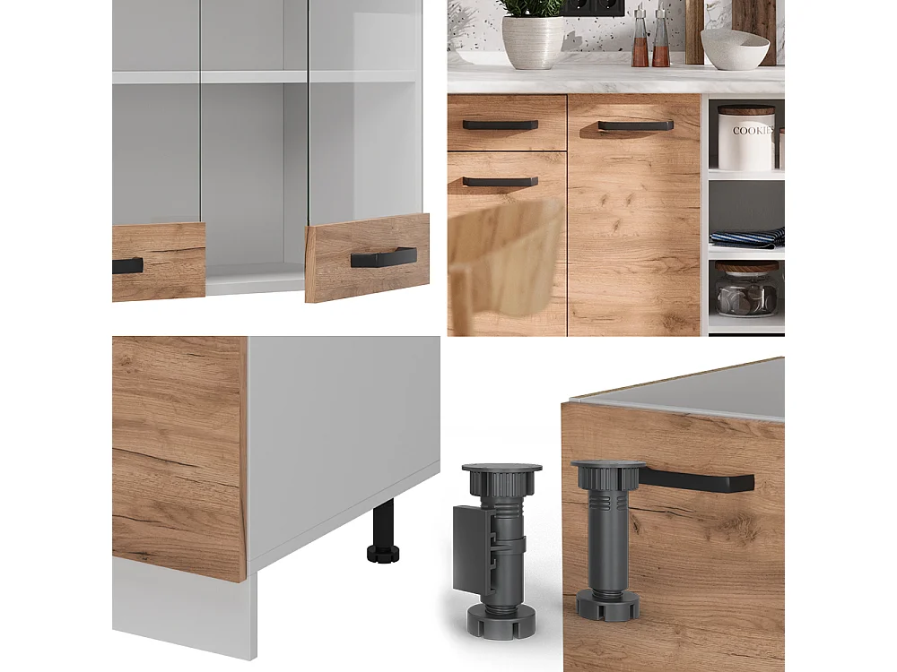 Cuisine chêne doré/blanc 240x60x81.6 r-line