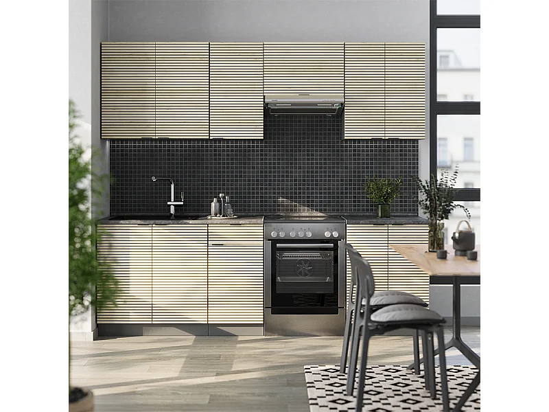 Mueble de cocina panel de roble/antracita 240x46x81.6 fame-line