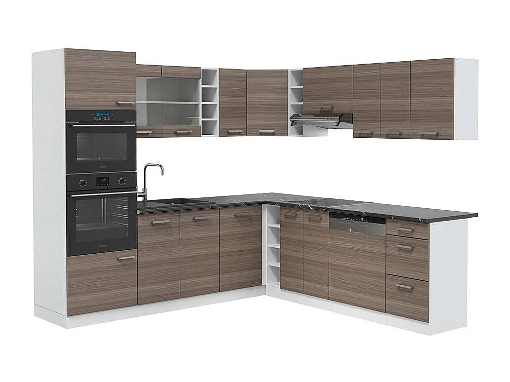 Cuisine en angle gris noble/blanc 247x60x81.6 r-line