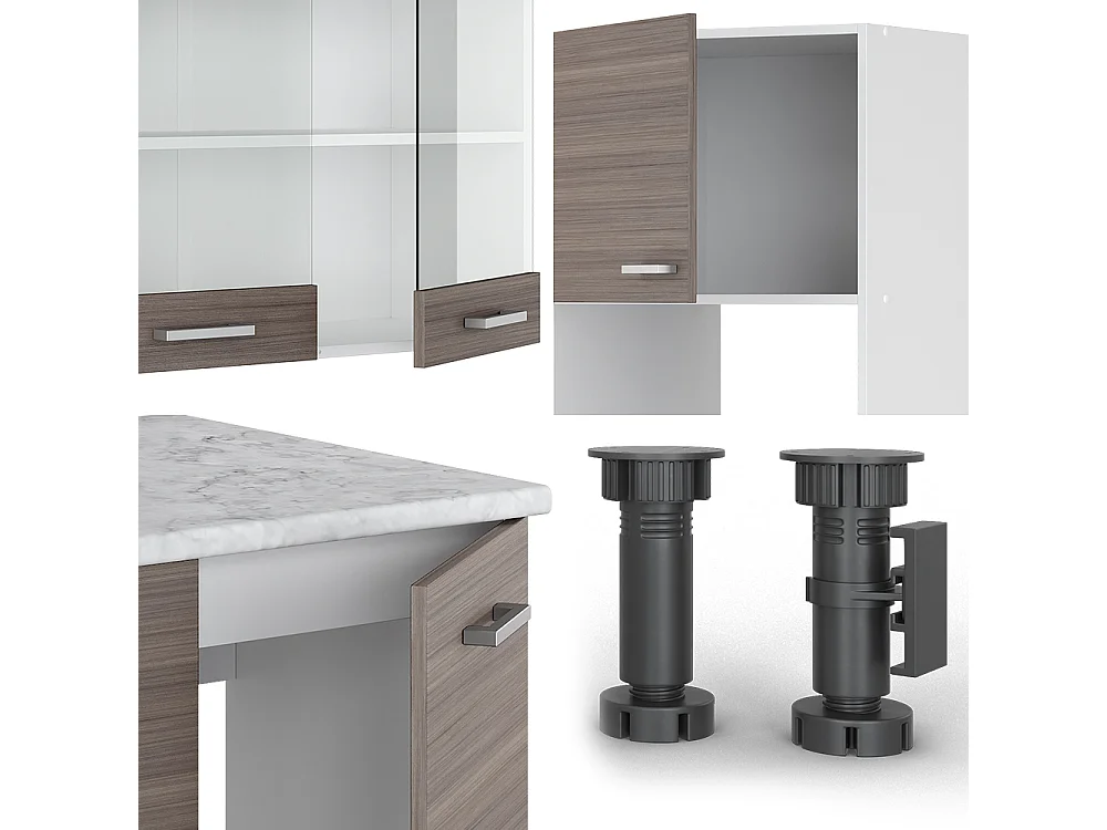 Cuisine en angle gris noble/blanc 247x60x81.6 r-line