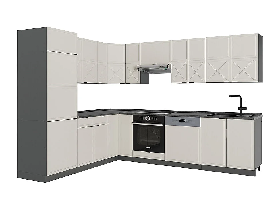 Cuisine en angle grisbeige/anthracite 287x60x81.6 fame-line