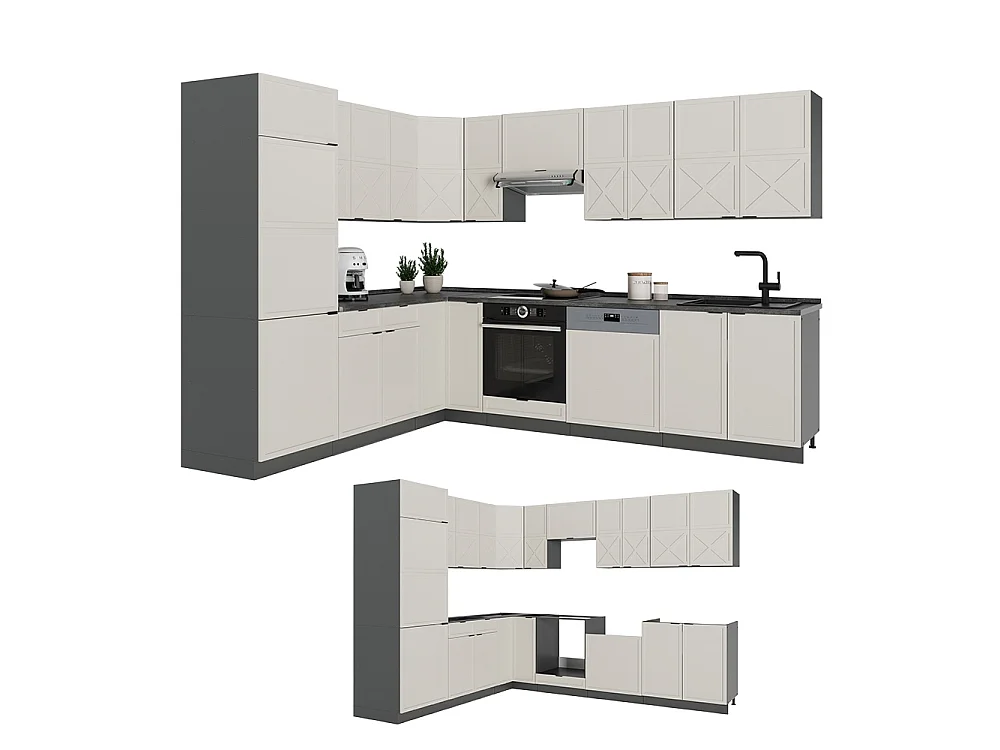 Cocina esquinera grisbeige/antracita 287x60x81.6 fame-line