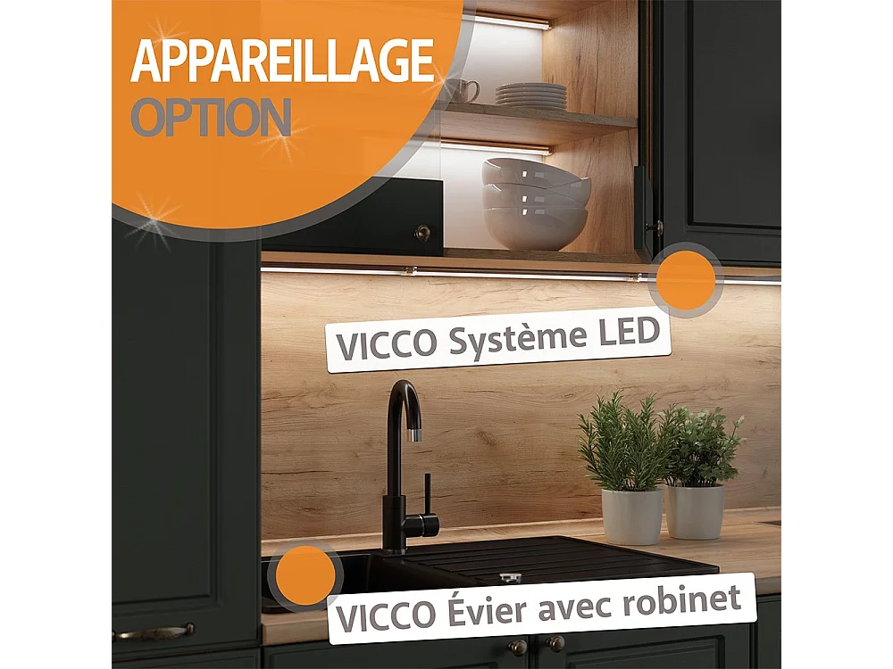 Cuisine anthracite brillant/blanc 200x60x81.6 r-line