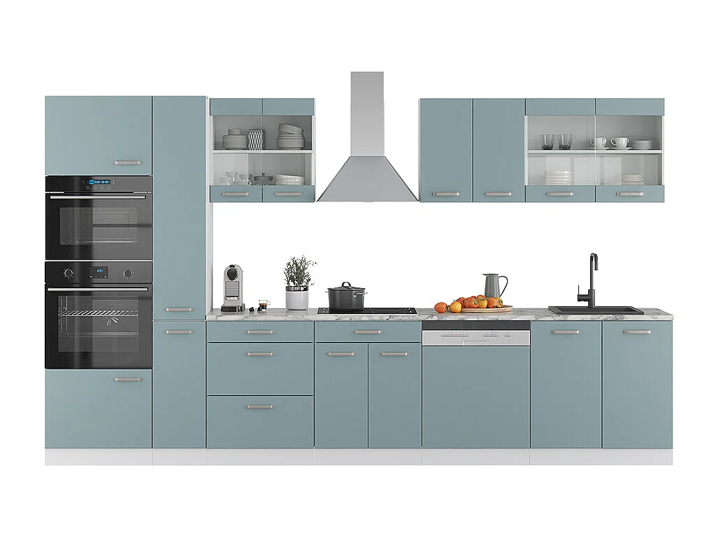 Cucina componibile blu-grigio/bianco 350x46x81.6 r-line