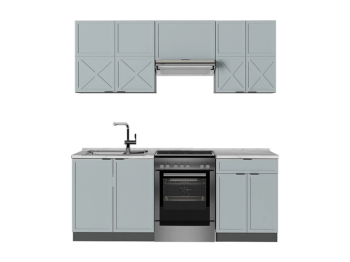 Aneks kuchenny jasnoniebiesko-szary/antracytowy 200x46x81.6 fame-line