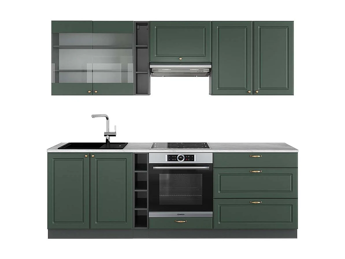 Cuisine vert et or campagne/anthracite 235x60x81.6 fame-line