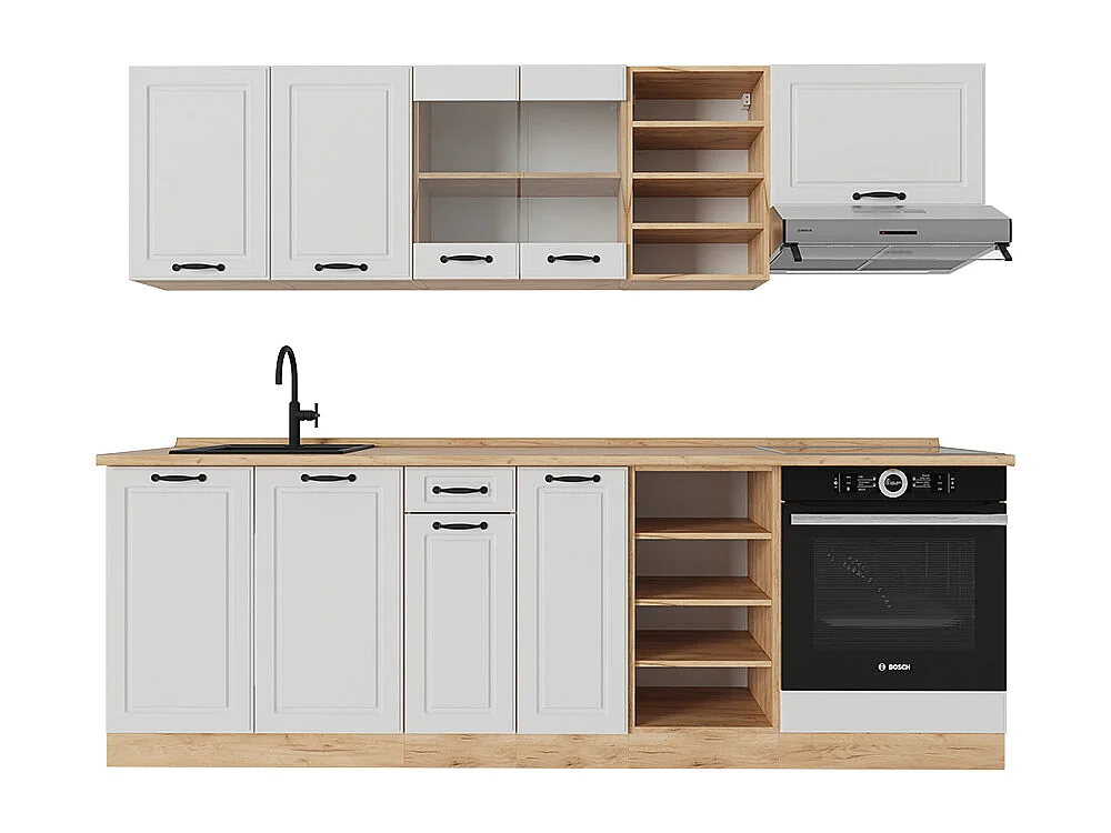Cuisine blanc campagnard/chêne doré 240x46x81.6 r-line