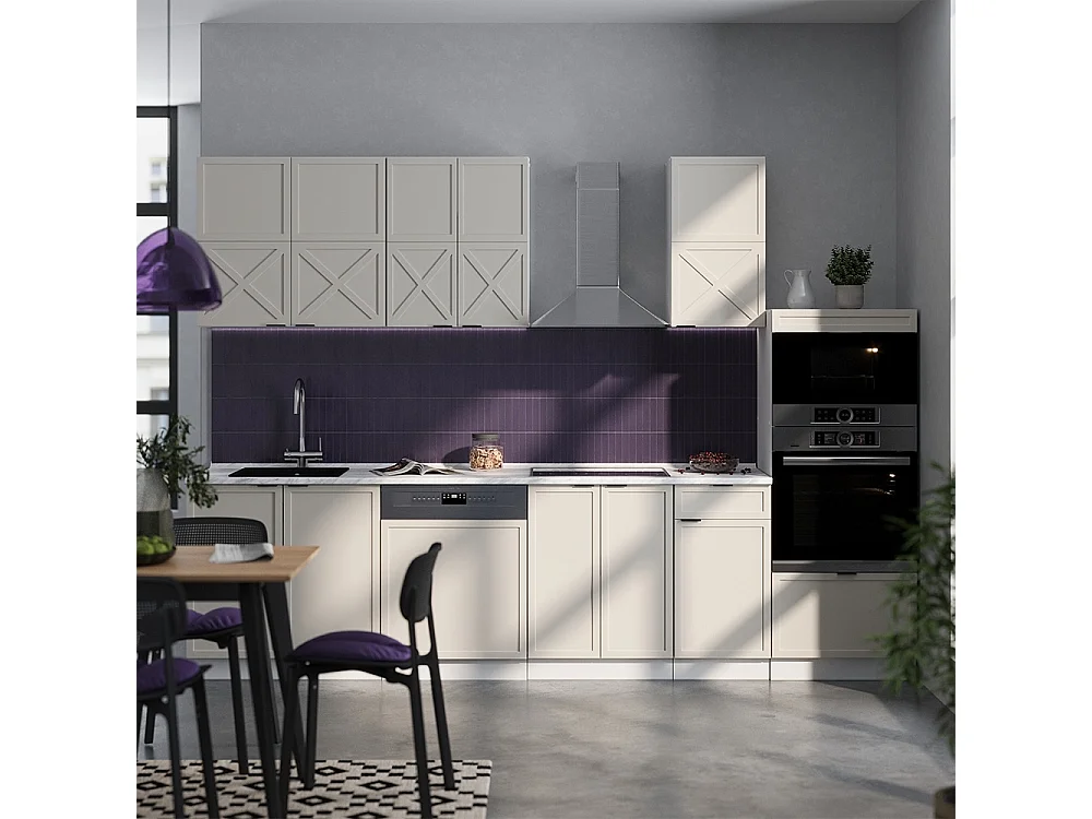 Mueble de cocina gris/beige/blanco 300x60x81.6 fame-line