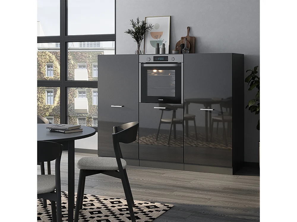 Bloc cuisine anthracite brillant/anthracite 180x46x81.6 r-line