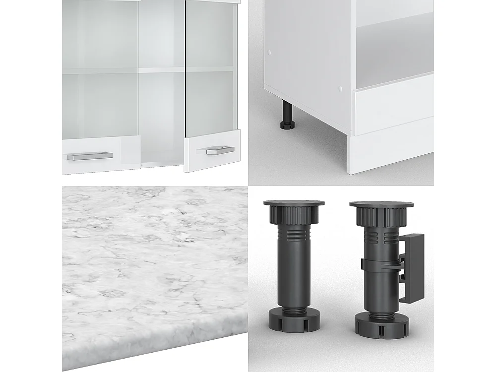 Cuisine en angle blanc haute brillance/blanc 287x60x81.6 r-line