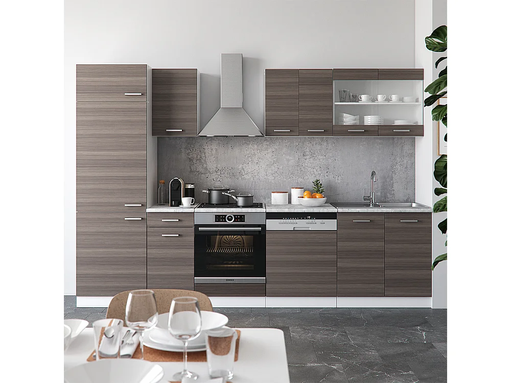 Küchenzeile edelgrau/weiß 300x60x81.6 r-line