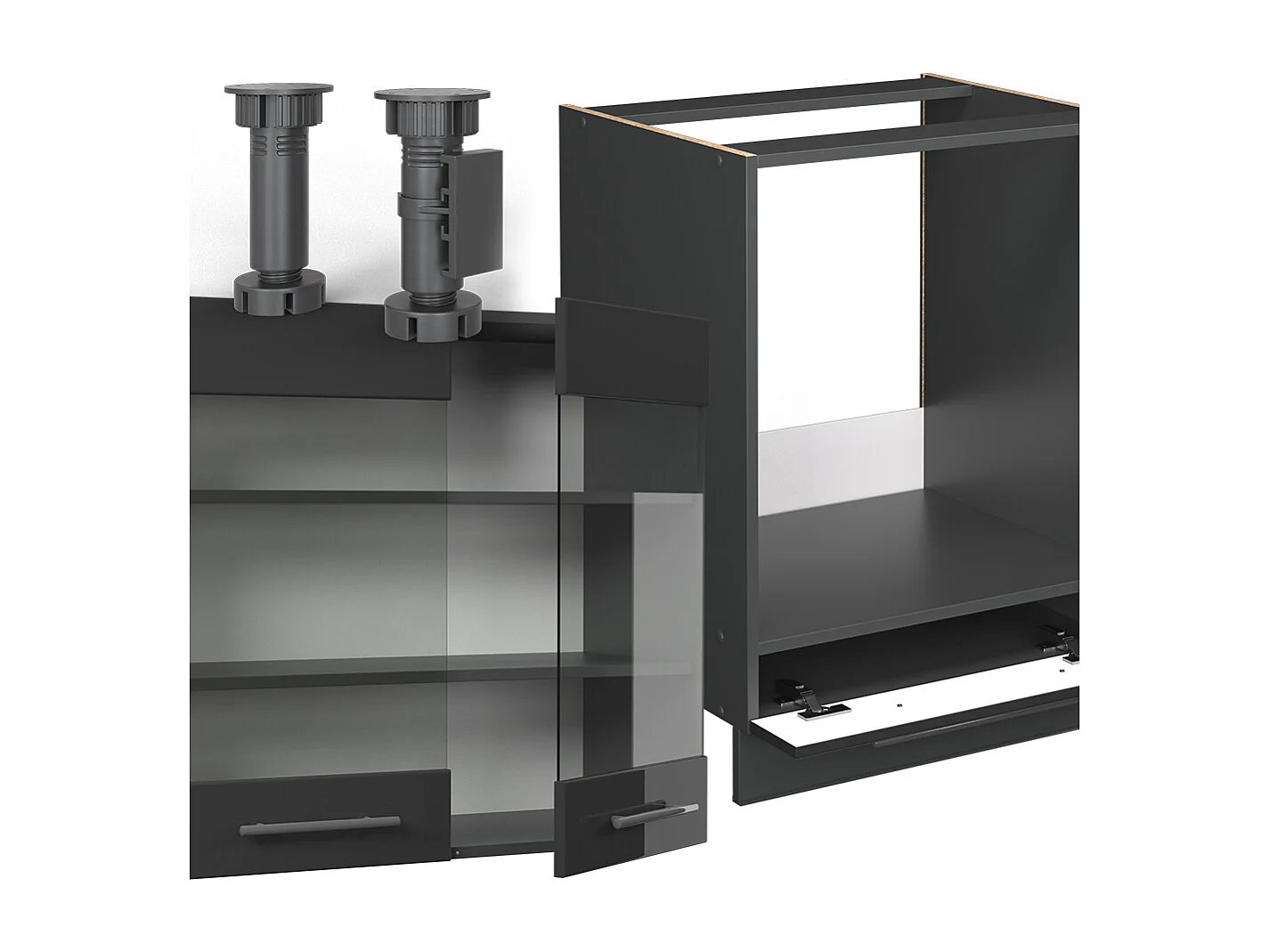 Cocina esquinera antracita alto brillo 190x46x81.6 fame-line